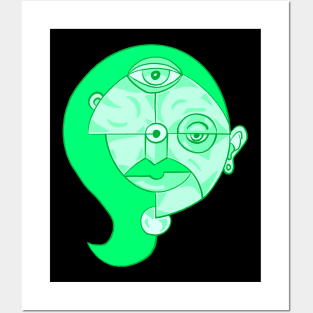 Green Abstract Woman Posters and Art
